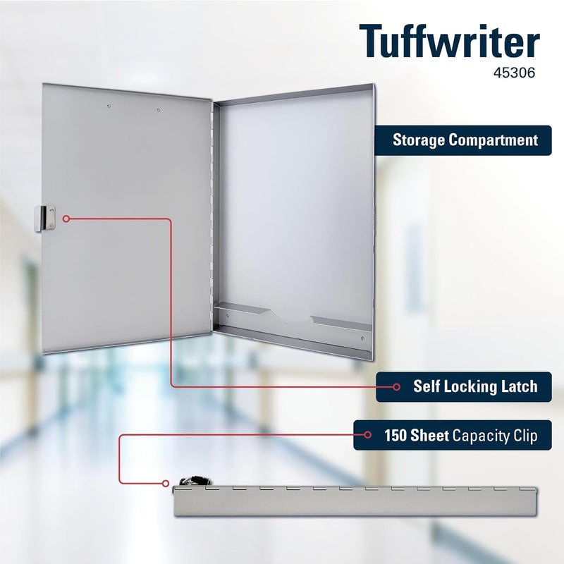 Saunders Metal Clipboard with Storage, Silver Single Layer Nursing Clipboard Folio, Letter Size Paper Organizer, Slim Steel Clip, Side-Open Form Holder for Office, School & Work - Made in USA - Image 3